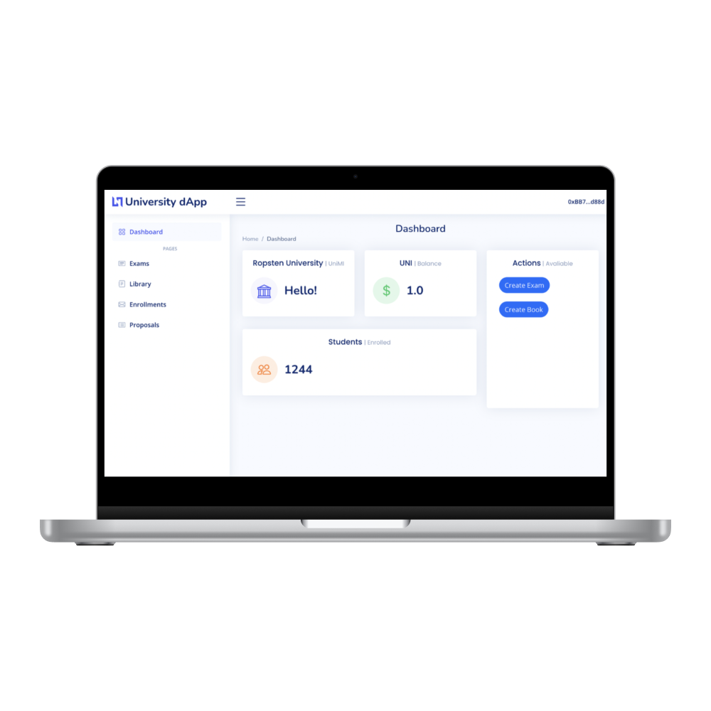 Il progetto University Blockchain System_Mockup